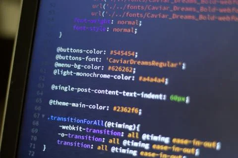 Web development code: CSS/LESS styles preprocessor script lines Stock Photos