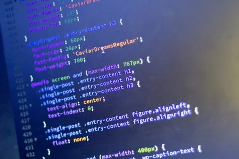 Web development code: CSS/LESS styles preprocessor script lines Stock Photos