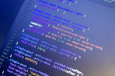 Web development code: CSS/LESS styles preprocessor script lines Stock Photos