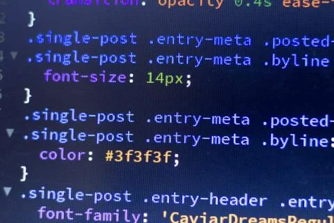 Web development code: CSS/LESS styles preprocessor script lines Stock Photos