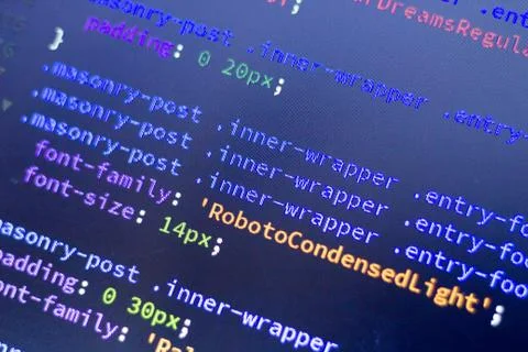 Web development code: CSS/LESS styles preprocessor script lines Stock Photos