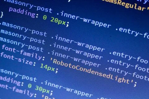 Web development code: CSS/LESS styles preprocessor script lines Stock Photos