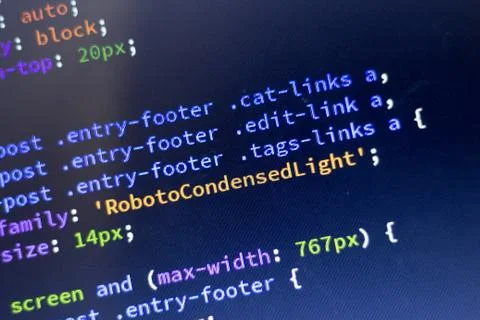 Web development code: CSS/LESS styles preprocessor script lines Stock Photos