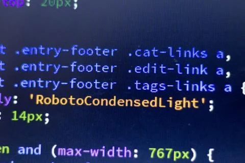 Web development code: CSS/LESS styles preprocessor script lines Stock Photos