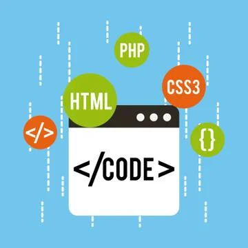 Web development code html css php Stock Illustration