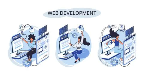 Web development, coding and programming. Creation digital Software mobile Stock Illustration