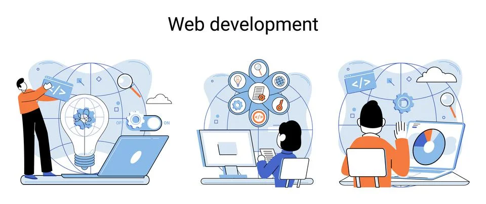 Web development, coding and programming. Creation digital Software mobile Stock-Illustration