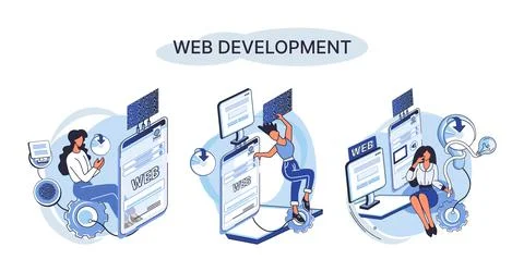 Web development, coding and programming. Creation digital Software mobile Stock Illustration