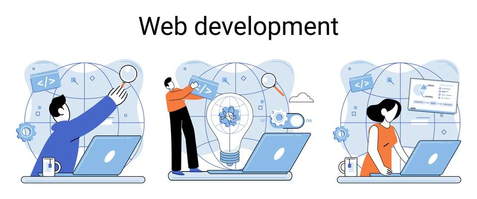 Web development, coding and programming. Creation digital Software mobile Stock-Illustration