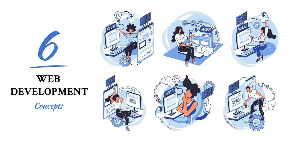 Web development, coding and programming. Creation digital Software mobile Stock Illustration