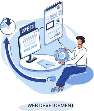 Web development, coding and programming. Creation digital Software mobile Stock Illustration