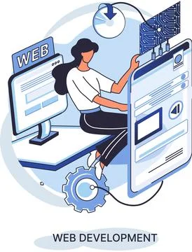 Web development, coding and programming. Creation digital Software mobile 스톡 일러스트