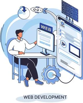 Web development, coding and programming. Creation digital Software mobile 스톡 일러스트