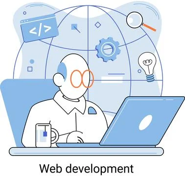 Web development, coding and programming. Creation digital Software mobile 스톡 일러스트