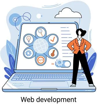 Web development, coding and programming. Creation digital Software mobile 스톡 일러스트