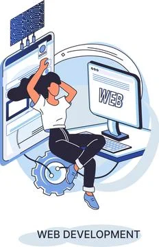 Web development, coding and programming. Creation digital Software mobile Stock Illustration