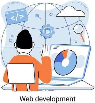 Web development, coding and programming. Creation digital Software mobile 스톡 일러스트