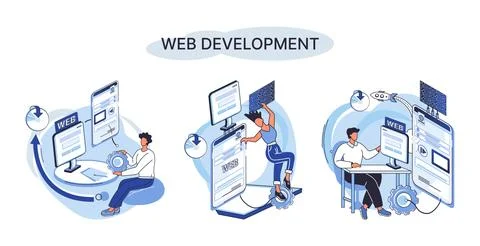 Web development, coding and programming. Creation digital Software mobile Stock Illustration