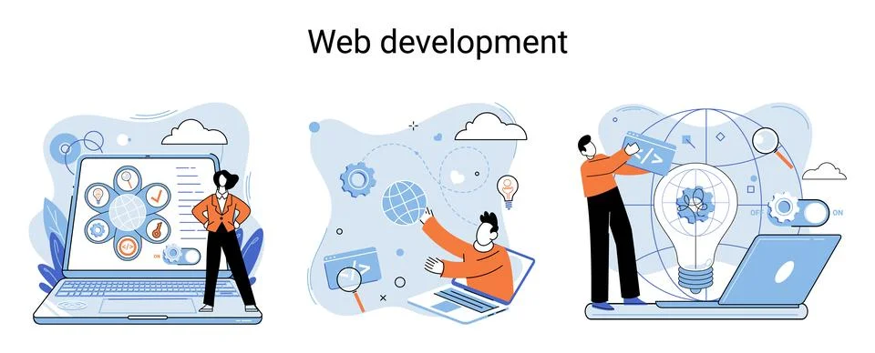Web development, coding and programming. Creation digital Software mobile Stock Illustration