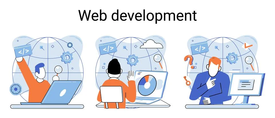 Web development, coding and programming. Creation digital Software mobile Stock-Illustration