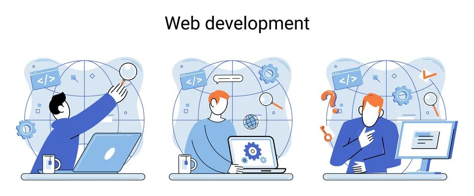 Web development, coding and programming. Creation digital Software mobile Stock Illustration