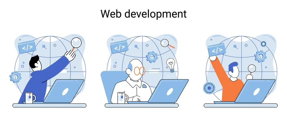 Web development, coding and programming. Creation digital Software mobile Stock Illustration