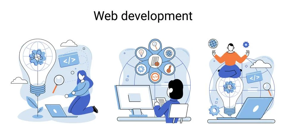 Web development, coding and programming. Creation digital Software mobile Stockillustratie