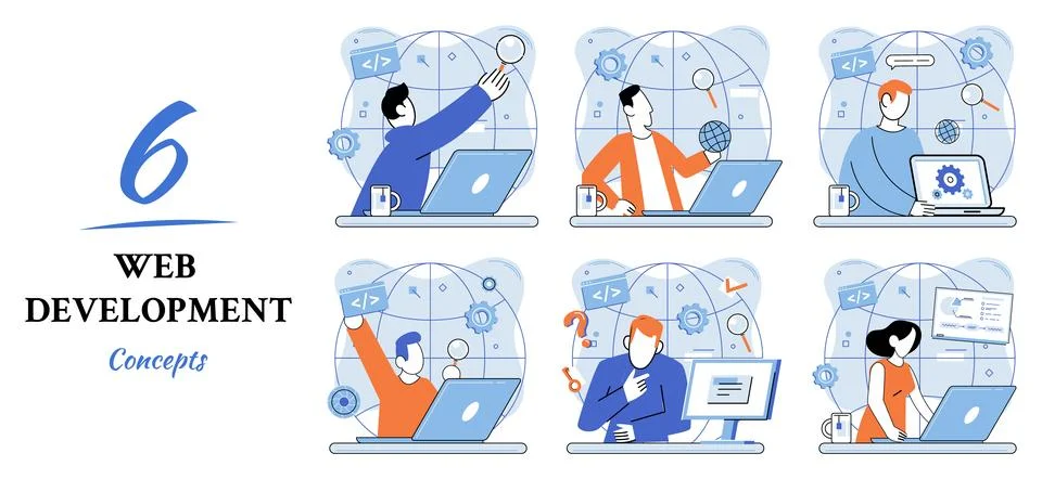 Web development, coding and programming. Creation digital Software mobile Stock Illustration