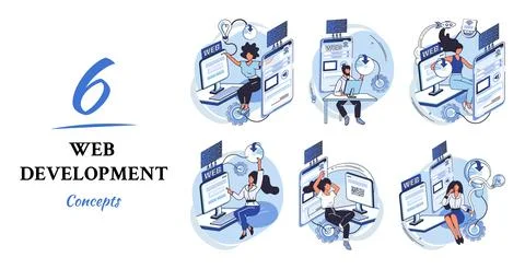 Web development, coding and programming. Creation digital Software mobile Stock Illustration