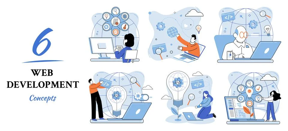 Web development, coding and programming. Creation digital Software mobile 스톡 일러스트