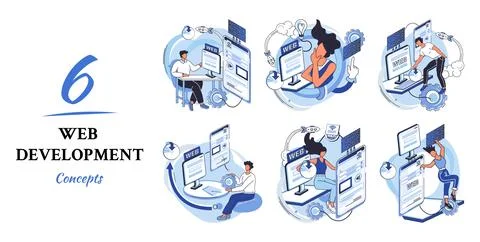 Web development, coding and programming. Creation digital Software mobile Stock Illustration