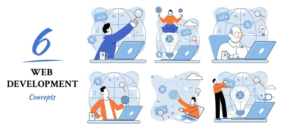 Web development, coding and programming. Creation digital Software mobile Stock Illustration