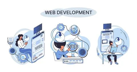 Web development, coding and programming. Creation digital Software mobile Stockillustratie