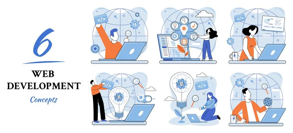 Web development, coding and programming. Creation digital Software mobile Stock Illustration