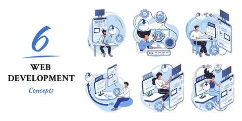 Web development, coding and programming. Creation digital Software mobile Stock Illustration