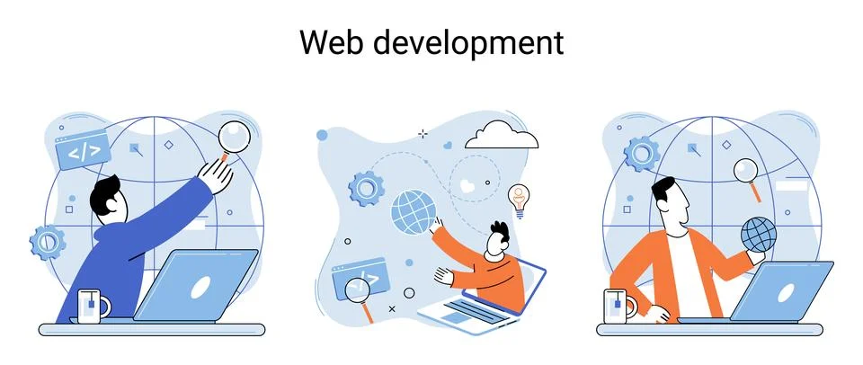 Web development, coding and programming. Creation digital Software mobile Stock Illustration