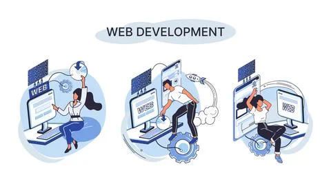 Web development, coding and programming. Creation digital Software mobile Stock-Illustration
