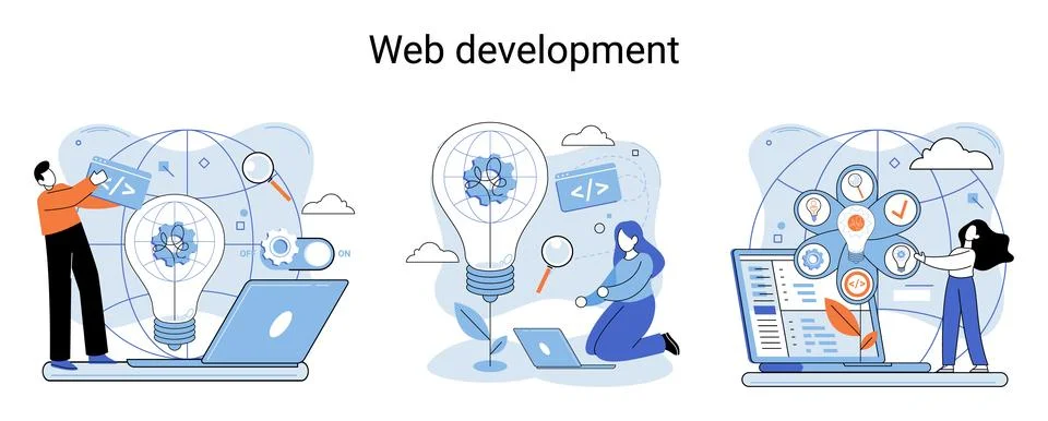 Web development, coding and programming. Creation digital Software mobile Stock Illustration