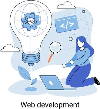 Web development, coding and programming. Creation digital Software mobile 스톡 일러스트