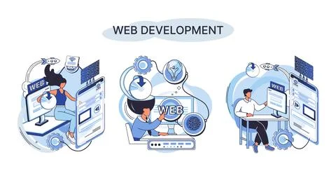 Web development, coding and programming. Creation digital Software mobile Stock Illustration