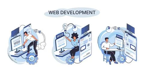 Web development, coding and programming. Creation digital Software mobile Stock Illustration