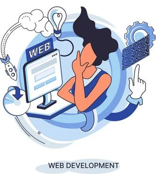 Web development, coding and programming. Creation digital Software mobile Stock Illustration