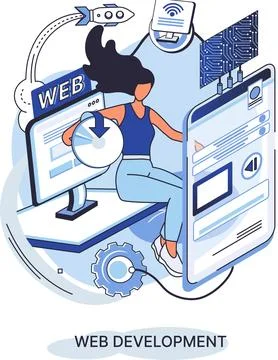 Web development, coding and programming. Creation digital Software mobile Stock Illustration