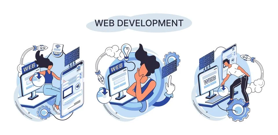 Web development, coding and programming. Creation digital Software mobile Stock-Illustration