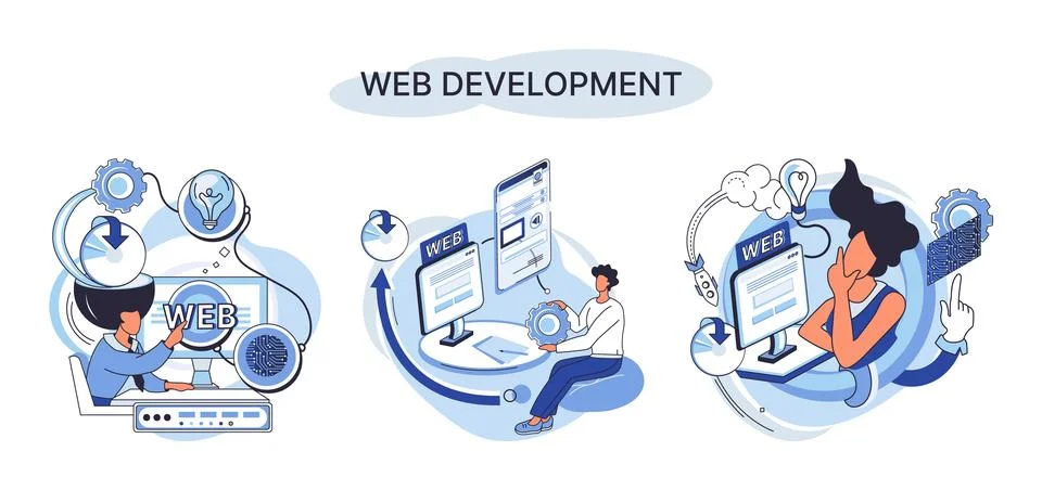 Web development, coding and programming. Creation digital Software mobile Stock Illustration