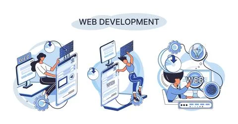 Web development, coding and programming. Creation digital Software mobile Stock-Illustration