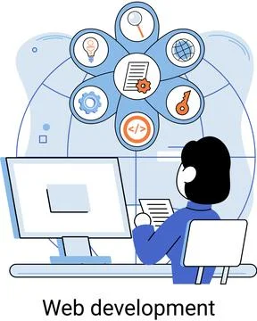 Web development, coding and programming. Creation digital Software mobile Stock Illustration