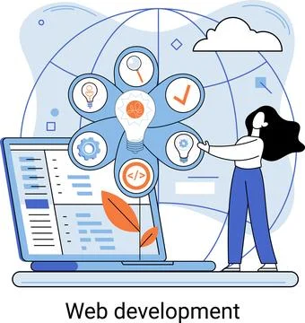 Web development, coding and programming. Creation digital Software mobile Stock Illustration