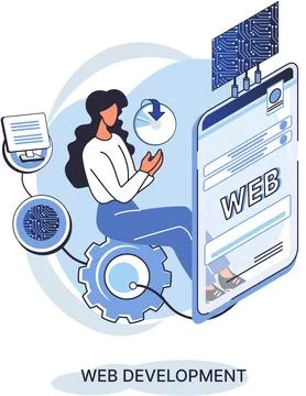 Web development, coding and programming. Creation digital Software mobile Stock Illustration