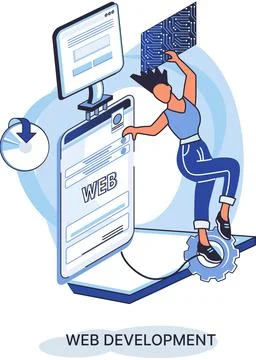 Web development, coding and programming. Creation digital Software mobile, .. Stock Illustration